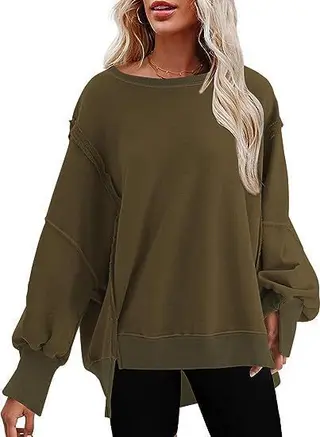 Women's Fashion Casual Loose Sweatshirt - Army Green