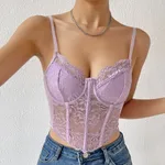 Lace Slim-fit Tank Top Women - Purple