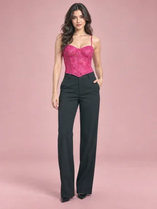 Lace Slim-fit Tank Top Women - Rose Red