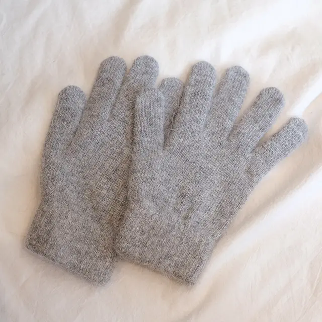 Women's Winter Finger Knitting Cute Monochrome Girl Versatile Pure Color Warm Gloves Light Gray - Shop at LoveMi