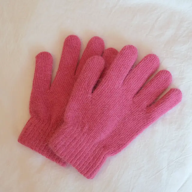 Women's Winter Finger Knitting Cute Monochrome Girl Versatile Pure Color Warm Gloves Rose Pink - Shop at LoveMi