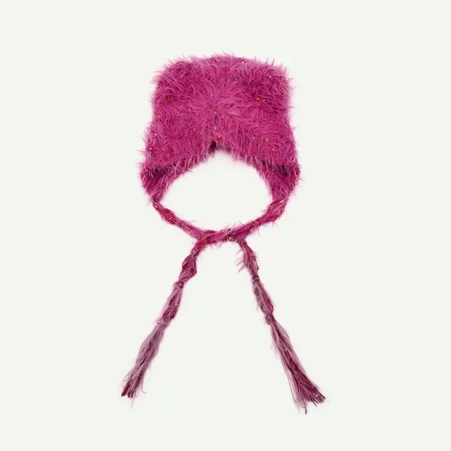 Original Design Dopamine Color Point Strap Woolen Cap Children Pink - Shop at LoveMi