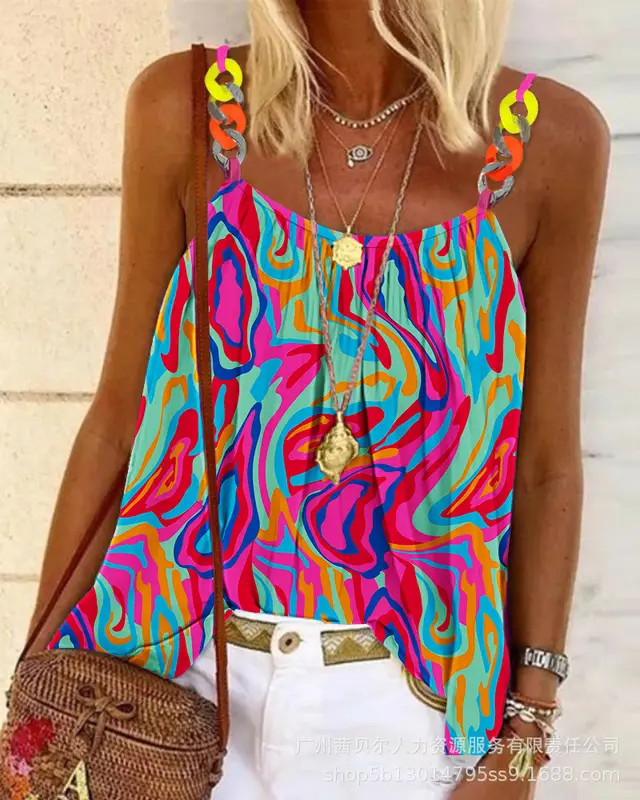 Women's Sling Color Plaid Printed Top Ods2341A6 - Shop at LoveMi