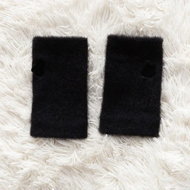 Autumn And Winter Mink Velvet Solid Color Half Gloves Fleece lined Black Gloves - Shop at LoveMi