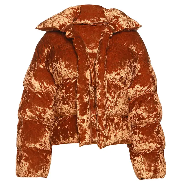 Women's Fashion Casual Slim fit Short Stand Collar Street Shot Velvet Jacket Brown - Shop at LoveMi