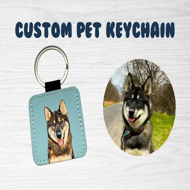 Customized Keychain For Pet Photos Small Pendant Square - Shop at LoveMi