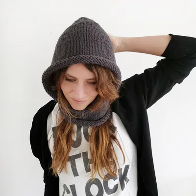 Women's Knitted Wool Hat Pullover Gray - Shop at LoveMi