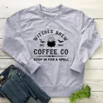 WITCHES BREW Letter 1963 Printed European And American Sweater - Gray