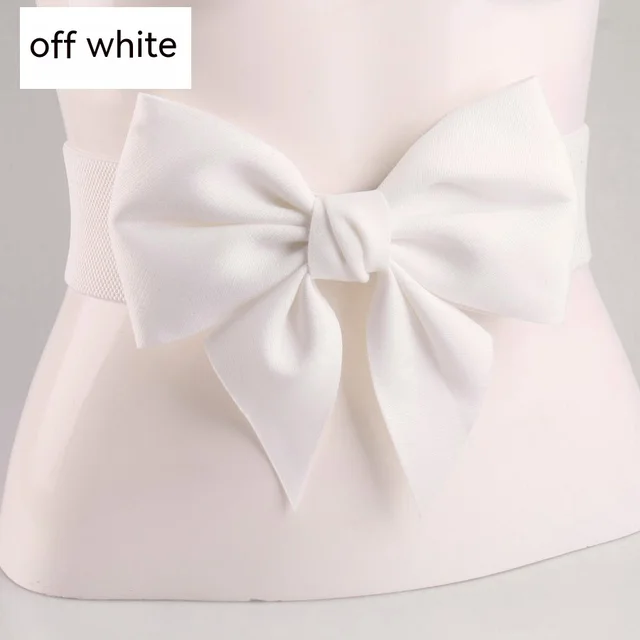 Women's Dress Bow Stretch Wide Belt Beige - Shop at LoveMi