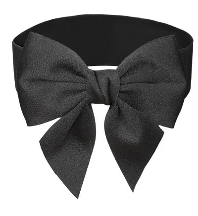 Women's Dress Bow Stretch Wide Belt Deep Black Color - Shop at LoveMi