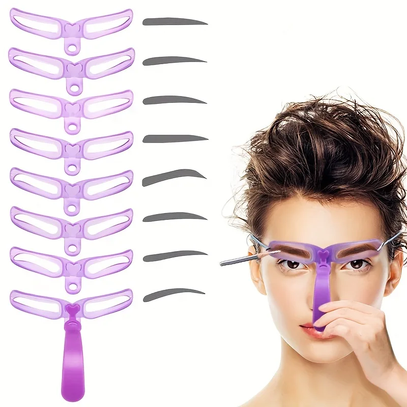 Eyebrow Stencils, Eyebrow Shaping Kit, Eyebrow Template, 8 Styles Reusable Eyebrow Stencil With Handle Cn - Shop at LoveMi