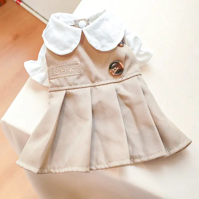 Pet Clothes Khaki Trench Coat Couple Clothes Khaki Peter Pan Collar Dress - Shop at LoveMi