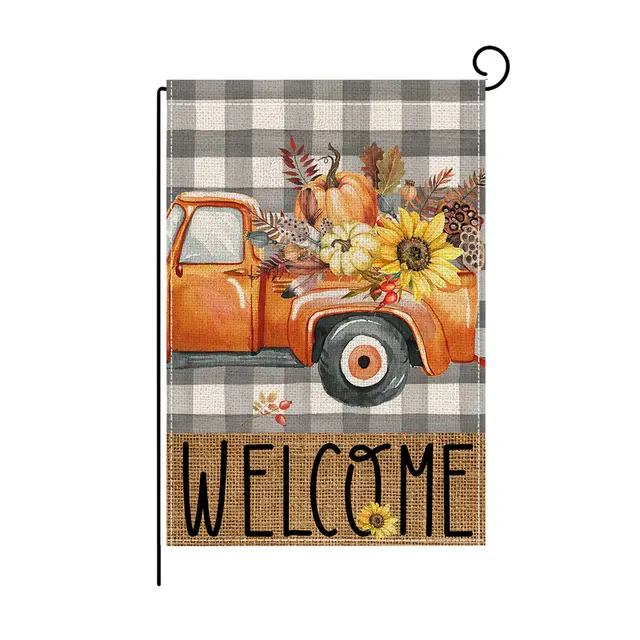 Linen Garden Banner Autumn Pumpkin Duplex Printing Courtyard Decoration Banneret Outdoor Flag Display R - Shop at LoveMi