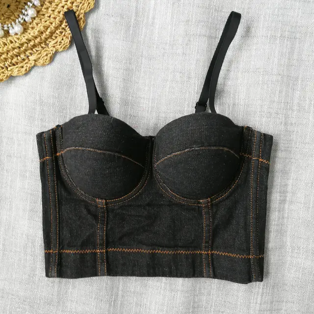 Women's Fashionable All matching Denim Camisole Top Black - Shop at LoveMi