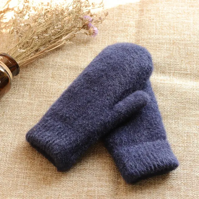 Korean style Knitted Thermal Gloves Navy Blue - Shop at LoveMi