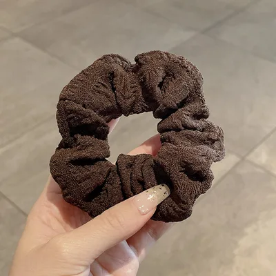 Winter Plush Pork Intestine Hair Ring 2 Coffee Color - Shop at LoveMi