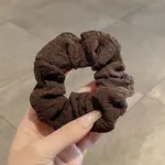 Winter Plush Pork Intestine Hair Ring - 2 Coffee Color