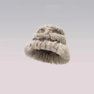 Rabbit Fur Hat Women's Autumn And Winter All matching Thickened Plush Knitted Khaki - Shop at LoveMi