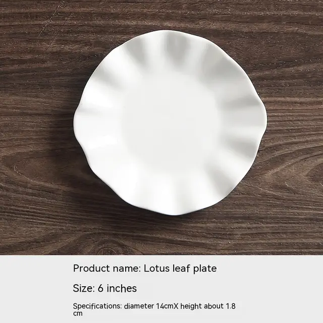 Ceramic 6 inch Small Plate Dessert Dessert Plate Dish Household Folium Nelumbinis Plate - Shop at LoveMi