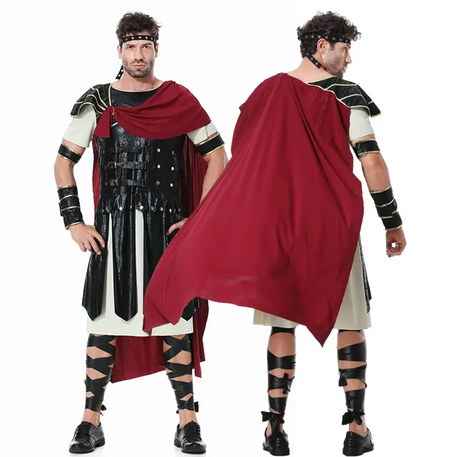 Roman Gladiator Costume with Cloak for Men Black and Red 82315 Adult Men - Shop at LoveMi