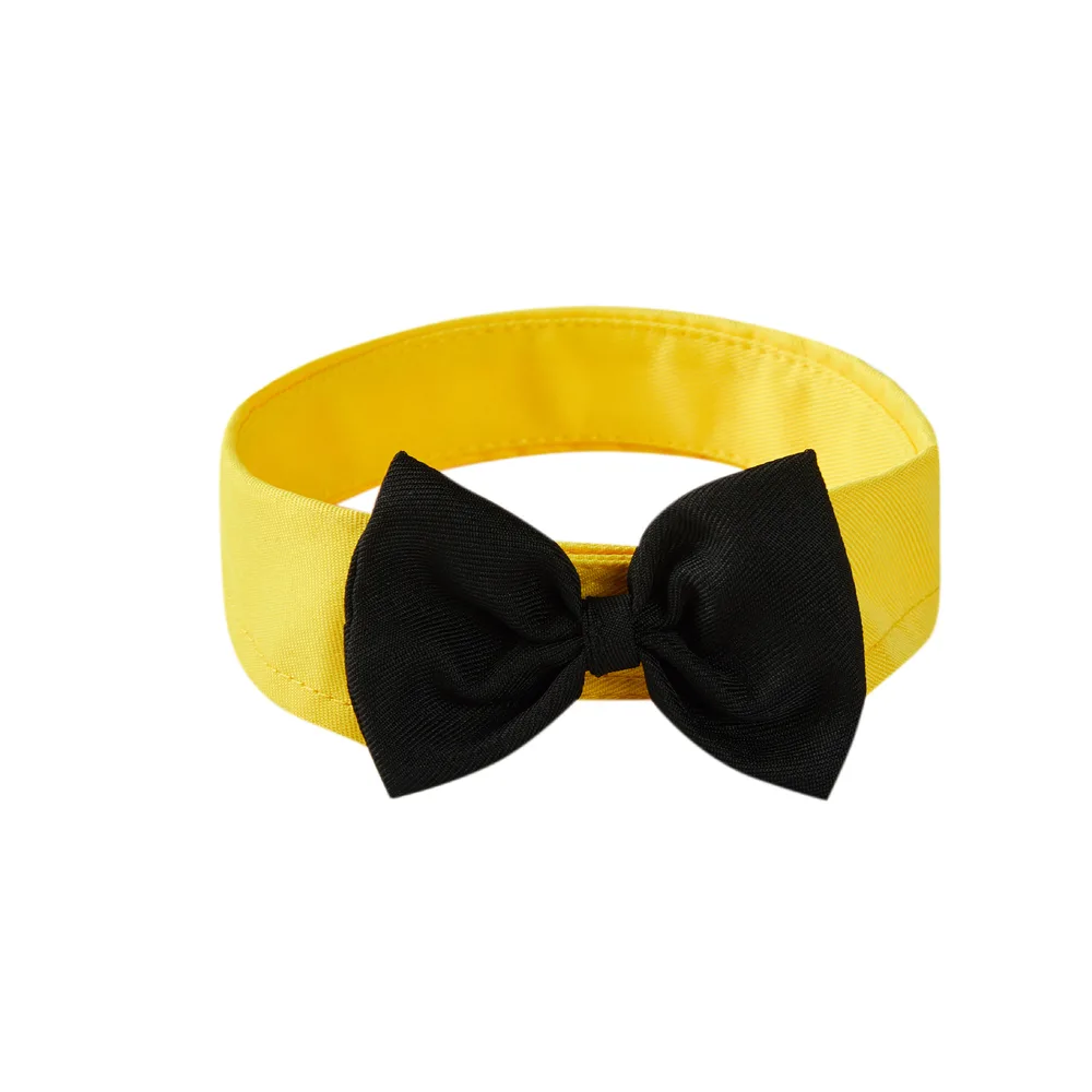 Pet Collar Knot Velcro Adjustable Bow Tie - Black And Yellow