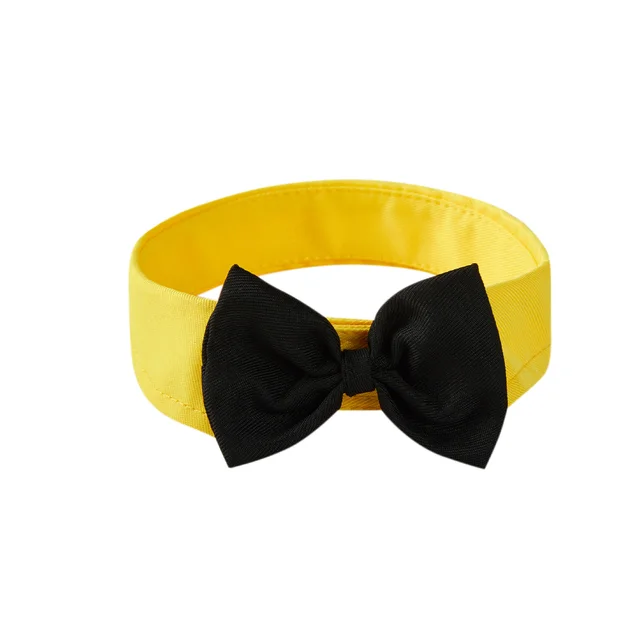 Pet Collar Knot Velcro Adjustable Bow Tie Black And Yellow - Shop at LoveMi