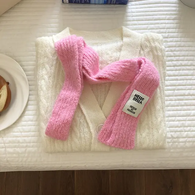 Casual Formal Wear Patch Letter Thin Scarf Pink - Shop at LoveMi