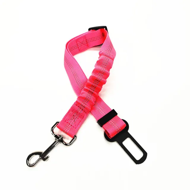 Pet Car Reflective Elastic Seat Belt Dog Car Buffer Dog Leash Pink - Shop at LoveMi