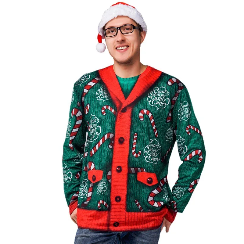 Christmas Sweater Printed Long Sleeve T shirt Stage Wear Performance Wear Ff221 Xl - Shop at LoveMi
