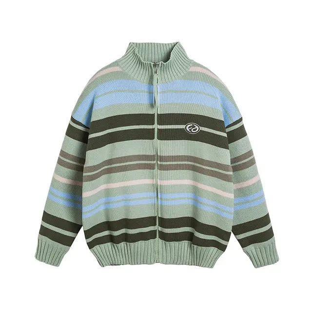 Striped Sweater Casual All match Loose Sweater Green - Shop at LoveMi