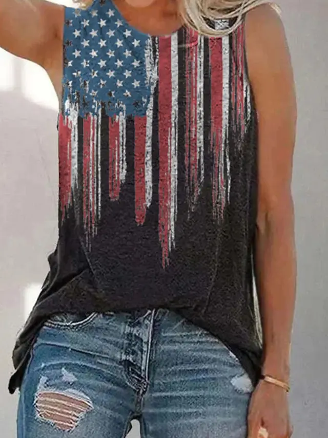 Fashion Round Neck Slim Fit Vest National Flag - Shop at LoveMi