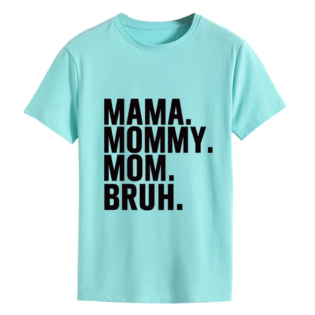 Letter Fashion Round Neck Women's Short Sleeve T shirt Cross border Foreign Trade Deep Water Blue Black Font - Shop at LoveMi