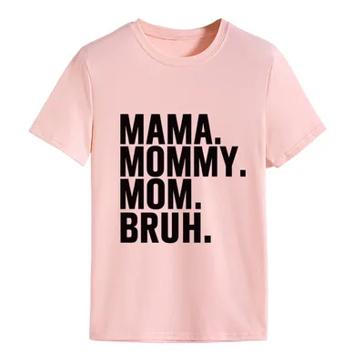 Letter Fashion Round Neck Women's Short Sleeve T shirt Cross border Foreign Trade Pink - Shop at LoveMi
