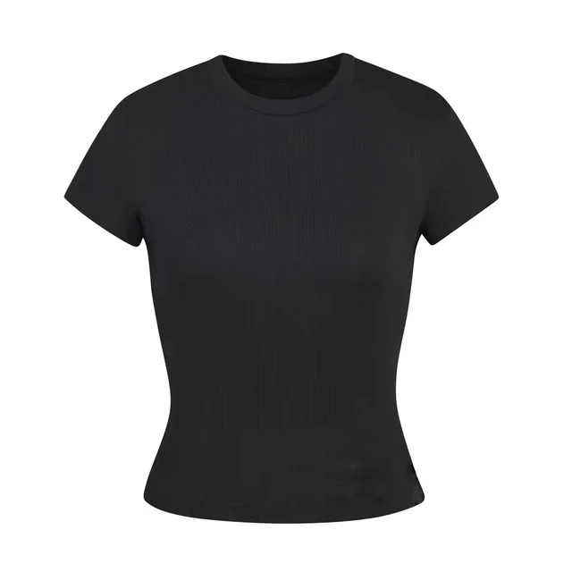 Threaded Cotton Round Neck Base Clothing Black - Shop at LoveMi