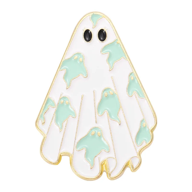 Halloween Cartoon Funny Ghost Pumpkin Metal Cute Skull Brooch Ghost E Style - Shop at LoveMi