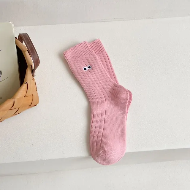 Japanese Autumn Winter Retro Embroidered Mid calf Ins Socks Coral Pink - Shop at LoveMi