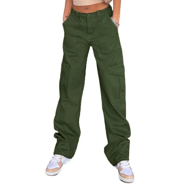 Slim fit High Waist Elastic Waist Multi pocket Women's Overalls Green - Shop at LoveMi