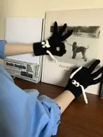 Hand Holding Gloves Black