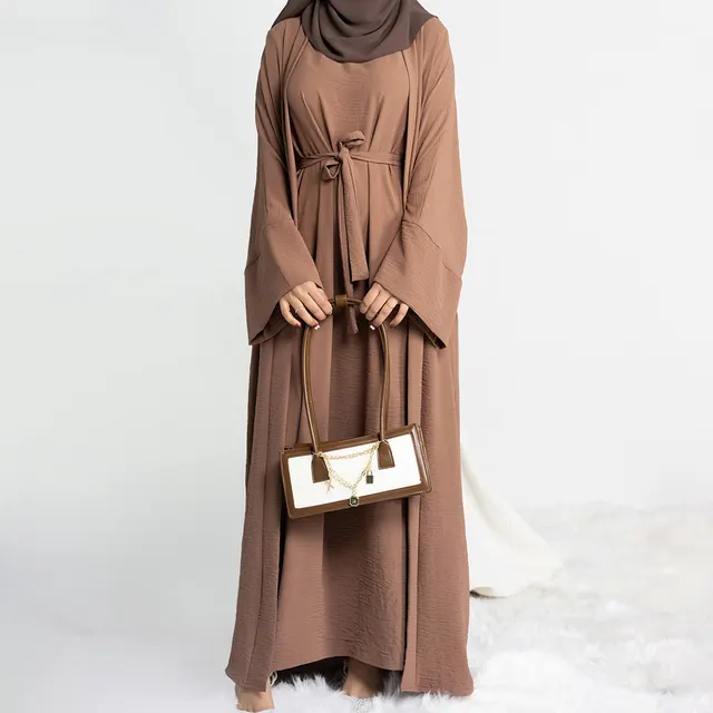 Turkey Dubai Solid Color Two piece Suit Coffee Color - Shop at LoveMi