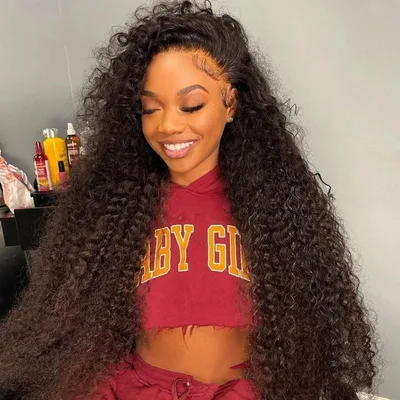 Jerry Curly Human Hair Lace Front Wig Half Lace 28 Inches 150 - Shop at LoveMi