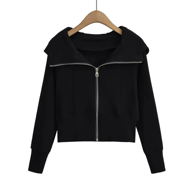 Women's American Street Sports Slim Version Hoodie Coat Black - Shop at LoveMi