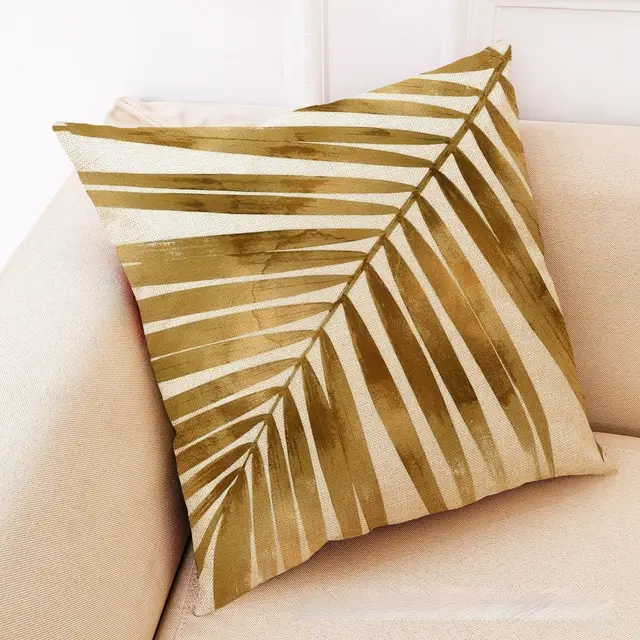 Golden Leaves Cotton And Linen Cushion Case Back Seat Office Siesta Pillow B Style - Shop at LoveMi