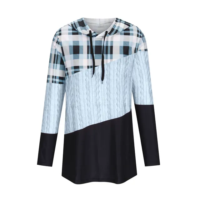 Women's Long sleeved Hooded Printed Sweater Lake Blue - Shop at LoveMi