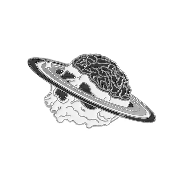 Skull Brooch Black Cat Head Horror Metal Plating Badge Xz5976 - Shop at LoveMi