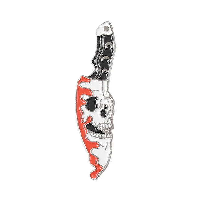 Skull Brooch Black Cat Head Horror Metal Plating Badge Xz5977 - Shop at LoveMi