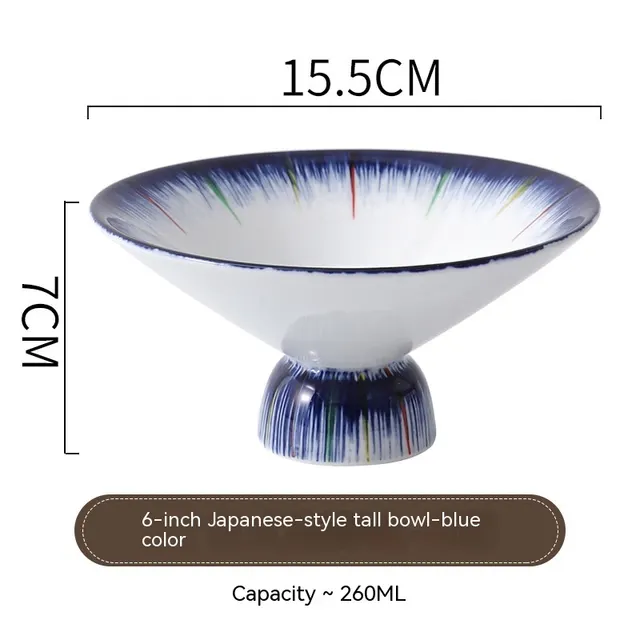 Japanese Creative Tall Bowl Ceramic Bowl Huaishi Cuisine Blue Color - Shop at LoveMi