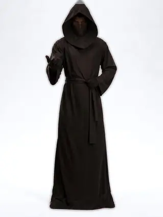 Grim Reaper Costume with Robe, Hood and Gloves for Men - Black