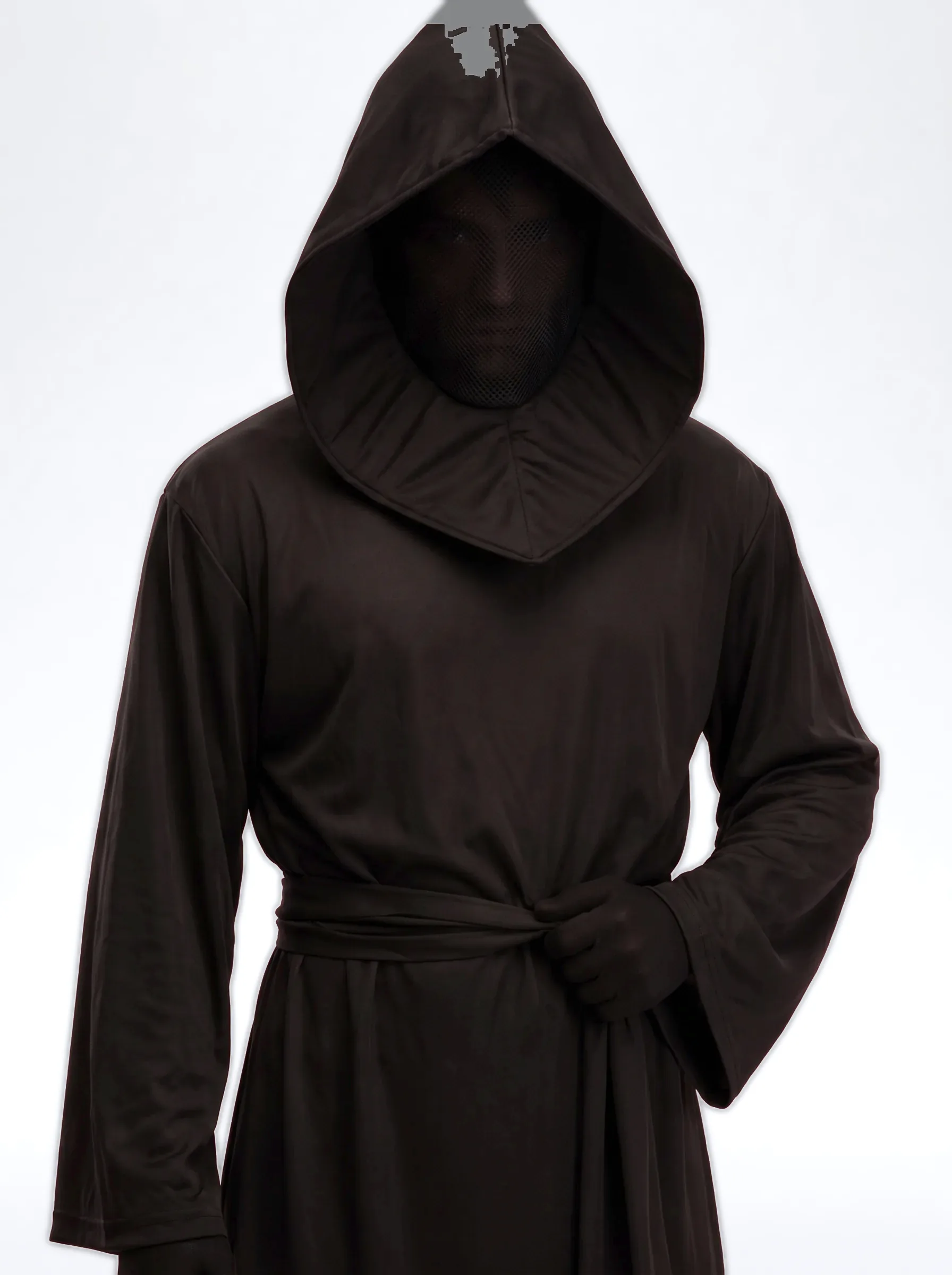 Grim Reaper Costume with Robe, Hood and Gloves for Men - Black - View 4