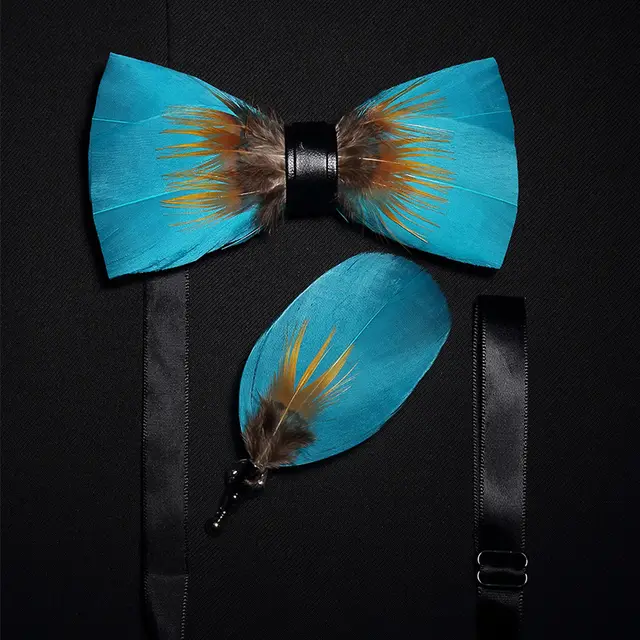 Fashion Feather Bow Tie Groomsman Brooch Collar Flower Pin Lj1013 12 With Brooch Brooch - Shop at LoveMi