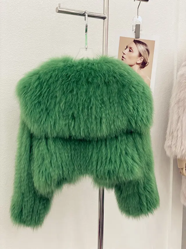 Women's Fur Young Coat Lapel Green - Shop at LoveMi